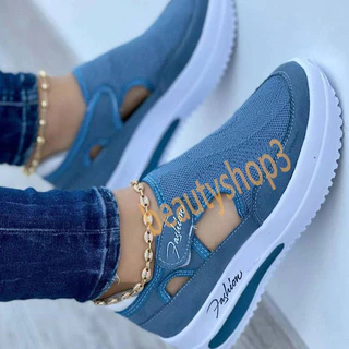 Sapatos Mulher Tênis De Lona Sapato Feminino Casuais Senhoras Desporto Plataforma Sneaker Escavar