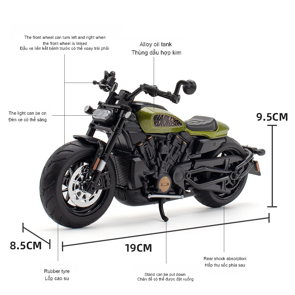 Escala 1 : 12 Harley Davidson Sportster S Alloy Diecast Modelo De