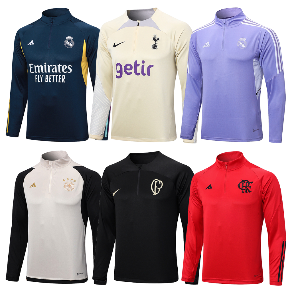 2023 2024 HM PSG Manchester City Training Clothes Com Meia Zíper Blazer Jogging Top Football