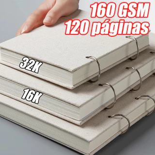 Caderno De Esboços Espiral 32K/16K 60folhas Retro 160GSM Capa Dura De Linho Recarregável Para Desenho De Arte Material Escolar De Papelaria