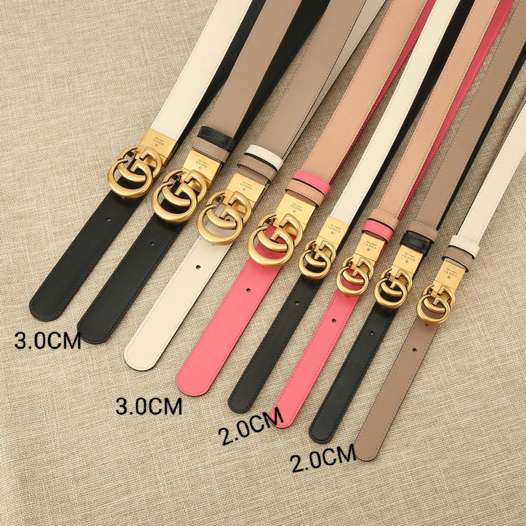 Cinto Branco 2,0/3,0cm De Couro Para Mulheres De Dupla Face