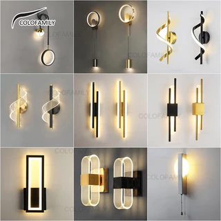 (3 cores em 1 luz) Luminária de Parede Arandela Led Decoracao Dorado Minimalista Moderna para Sala Quarto Cozinha Wall Light AC75
