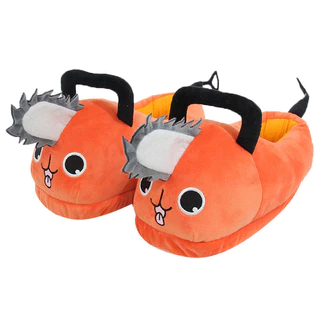 28cm Japan Anime Chainsaw Man Pochita Slippers Plush Devil Dog Cartoon Cosplay Costume Shoes Homens Mulheres Calçados De Algodão Quente Para O Inverno Em Casa