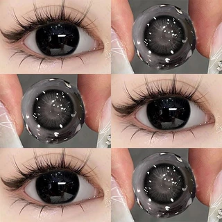 KSSEYE 2pcs Lentes De Contato Coloridas Para Os Olhos Naturais Macias E Confortáveis Preto/Castanho Mulheres Maquiagem Uso Anual Com Estojo De