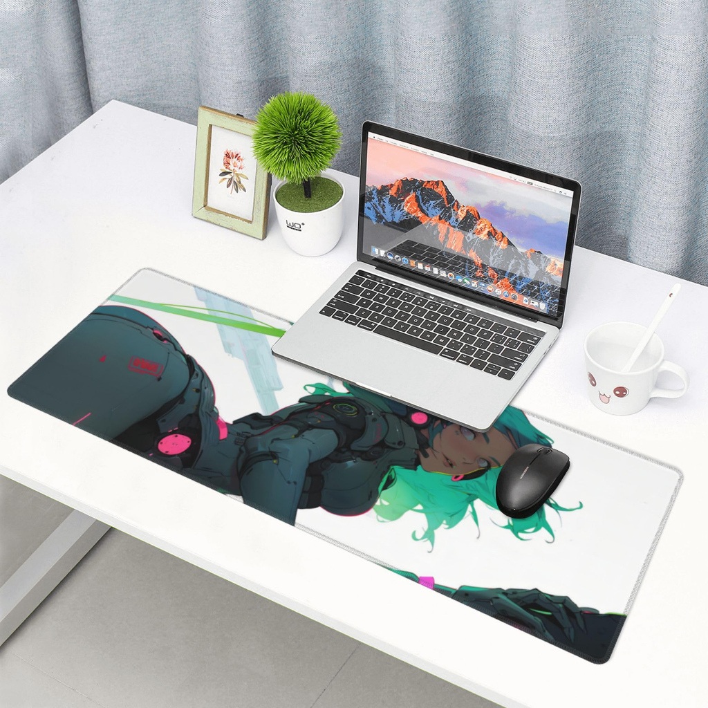 Cyberpunk Mouse Pad com impressão de pintura de paisagem grande para jogos  base de borracha antiderrapante Mousepad anime
