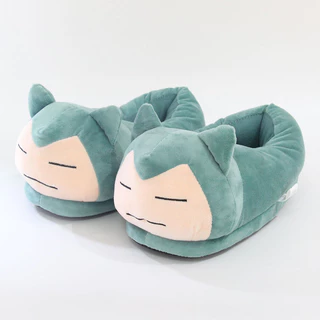 28cm Japão Anime Pokemon Snorlax Slippers Plush Cartoon Cosplay Costume Shoes Homens Mulheres Calçados De Algodão Quente Para O Inverno Em Casa Presentes