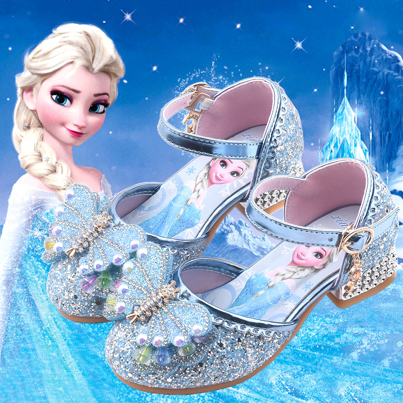 Sapato Infantil De Princesa Da Cartoon Com Cristal E Salto Alto Para Crianças