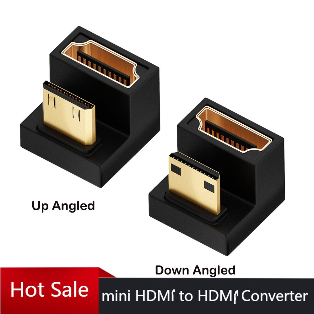 Conversor L Em Ângulo De 360 Graus Forma De U Mini HDM Macho Para HDMI Compatível Com 2.1V Extensão Fêmea 4K 8K 60Hz Adaptador