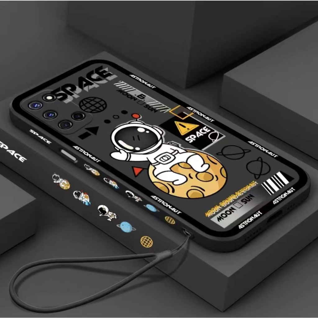 Capinha Samsung M14 5G A70 A25 5G M30S M31S M21 S8 S8 Plus M54 5G M34 5G M20 A70S Capinha Astronauta na bola com um estojo de telefone de cordão