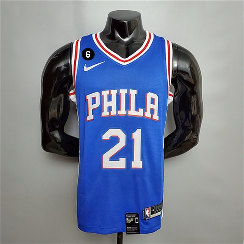 Camisetas 2023Nba Masculino Camisa Philadelphia 76ers Joel Embiid Camiseta Azul Basquetebol Jersey