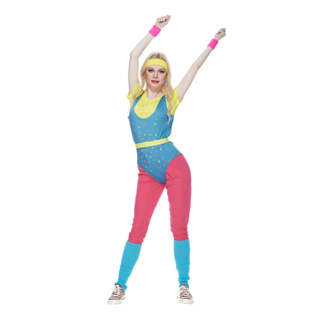 Fantasia De Ginástica Feminina Dos Anos 80 Halloween 90 Hippie Cosplay  Acessórios 7Pcs Set Feminino Fashion Athlete Tracksuits Festa De Carnaval  Lady Retro Sports Hip Hop Suit