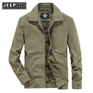 JEEP SPIRIT 1941 ESTD Novo Casaco De Camisa Casual Masculina De Algodão Puro Com Colarinho De Polo