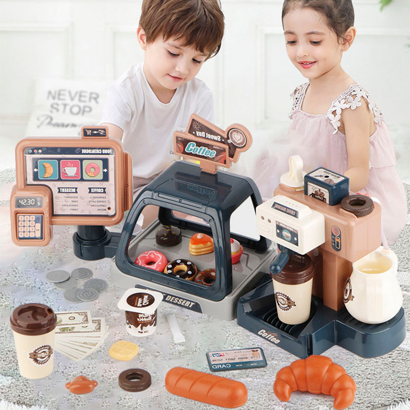 Compre Crianças conjunto de brinquedos máquina café cozinha brinquedos  simulação comida pão bolo café fingir jogar compras caixa registradora  brinquedos para crianças
