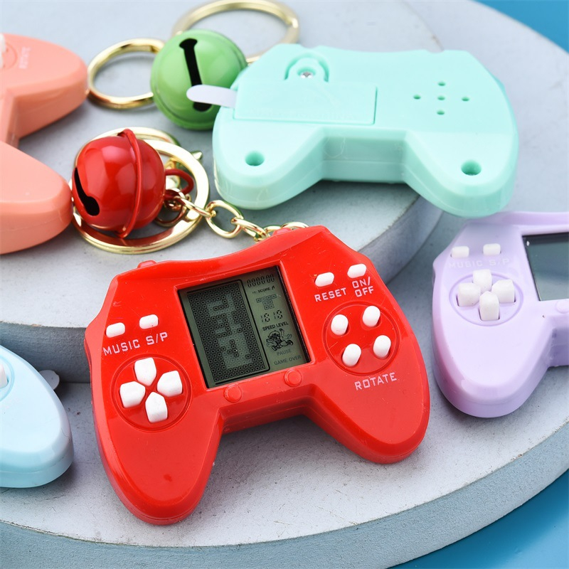 Novo Mini Macaron Tetris Game Controller Style Keychain Kids Toys Portable Homens Portáteis Correntes Chaves Para Carros Femininos