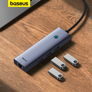 Baseus 4 Em 1 USB Tipo C Hub USB3.0 RJ45 PD 100W Para Acessórios De Laptop Tablets