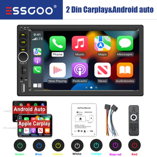 ESSGOO 2 Din Carplay Rádio Carro 7 " Telefídia MP5 Player FM Áudio Automóvel Bluetooth USB TF AUX link Espelho Autorádio