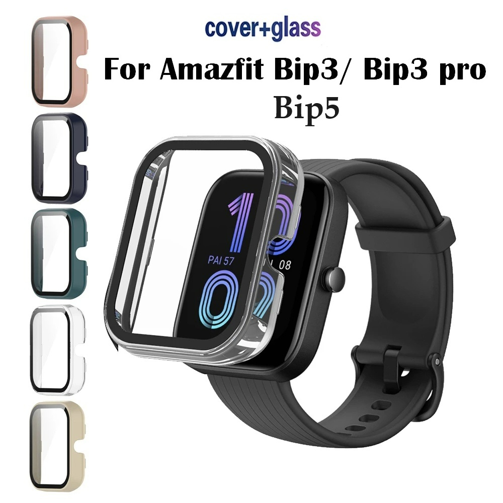 Protetor De Tela Para Huami Amazfit Bip3 Bip5 Bip 5 3 pro Hard PC Moldura Capa Anti-Impacto + HD Slim Vidro Temperado Riscos