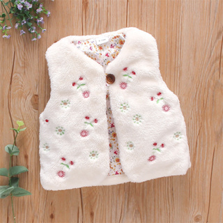 2023 Outono E Inverno Novo Casaco Sem Mangas Para Bebês De Colete Feminino De Flor Pequena Roupas Quentes Crianças (0-3 Anos De Idade)
