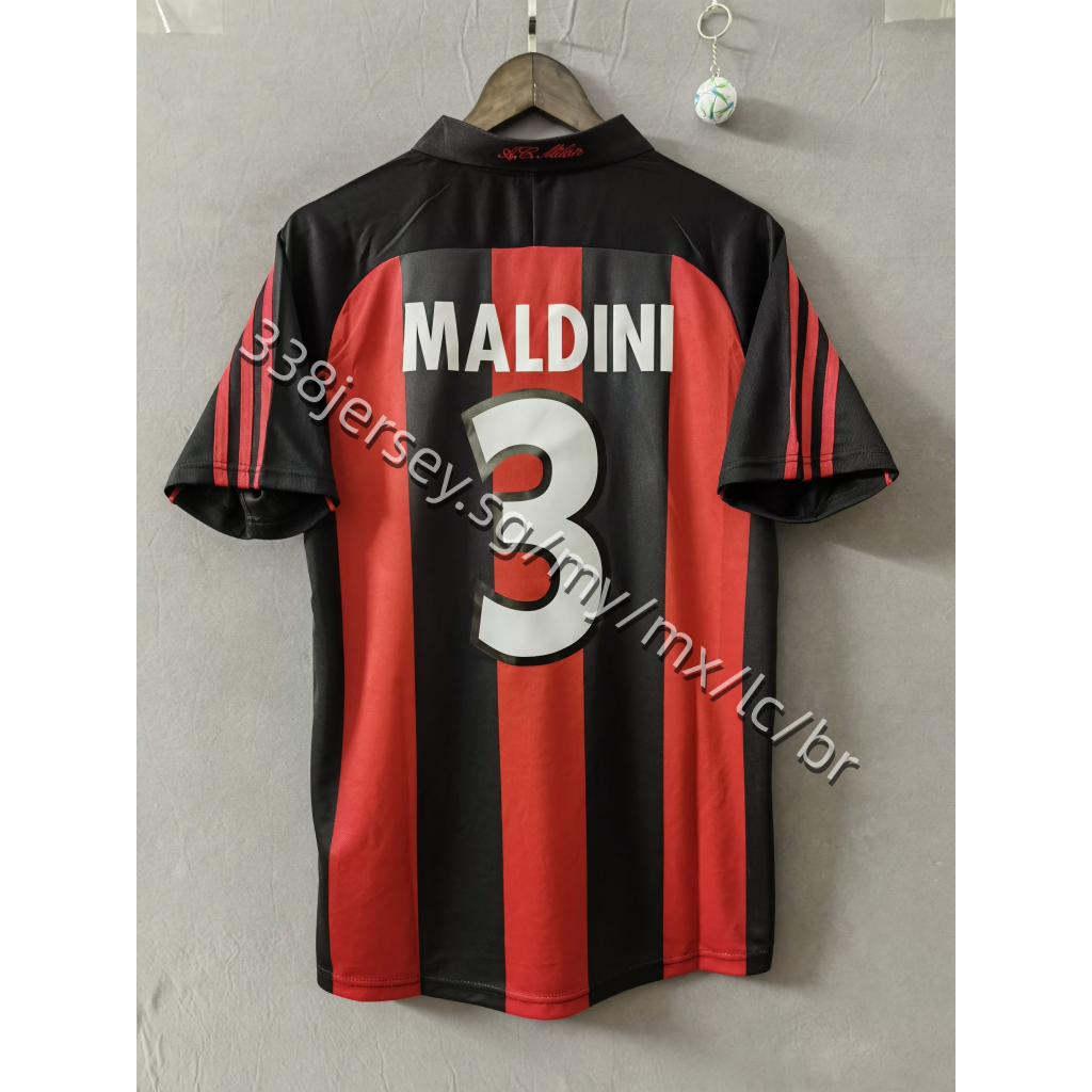 000-02 AC Milan home Camisa De Futebol retro Personalizada S-2X MALDINI/INZAGHI