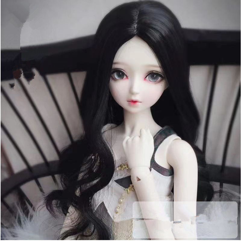 1 3 Bjd Doll Wig Brown Pink Whiteite Bangs Peruca De Cabelo Encaracolado Longo Para Brinquedos De 60cm Dress Up