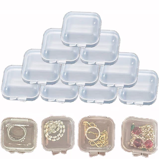 5/10/20Pcs Caixas Pequenas Transparentes Para Brincos De Jóias Plástico Quadrado