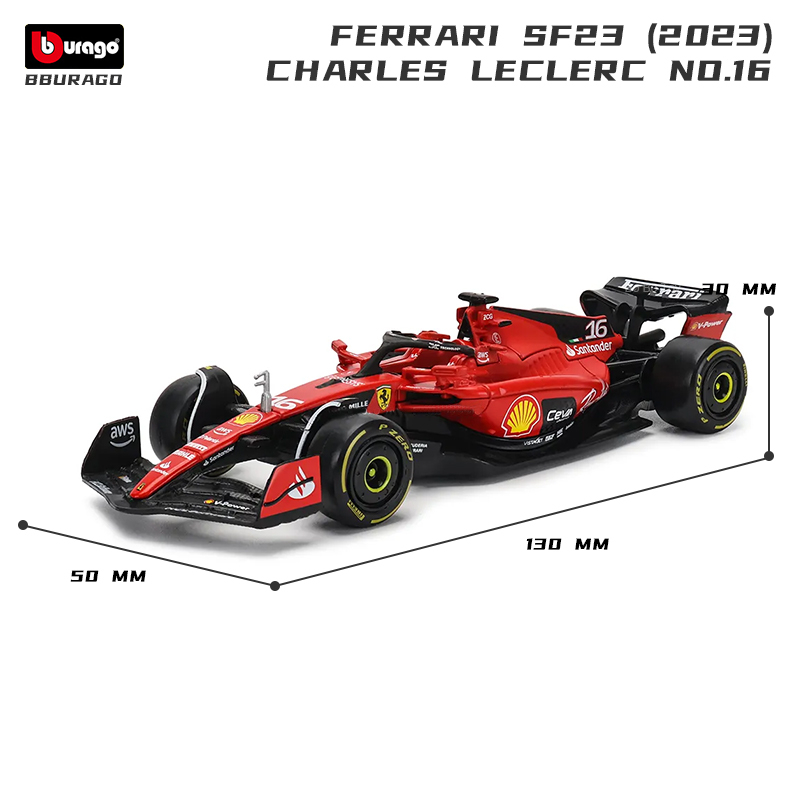 Bburago 1:43 2023 F1 Ferrari SF23 Monza GP SF24 No.16 Charles