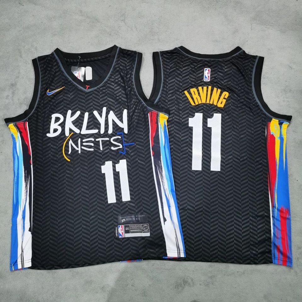 2023 Brooklyn Nets Kyrie Irving Camiseta Masculina Basquetebol Preto Jersey