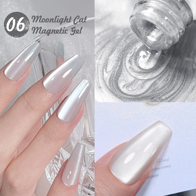 BORN PRETTY Silver Moonlight Cat Gel Magnético De Unhas Branco Luz Brilhante Verniz Semi Permanente 10ml