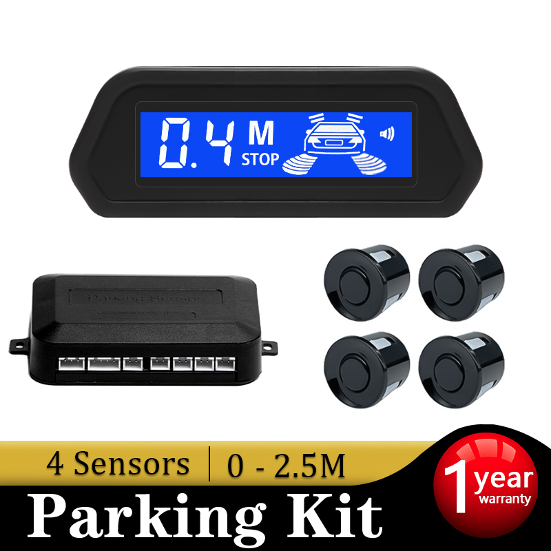 Kit Sensor De Estacionamento Com Monitor LED Reverso Auto Parktronic 22mm 4 Sensores Sistema Detector De Radar Backlight Display
