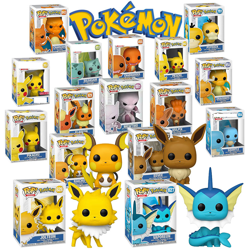 Funko Pop Pokemon Pikachu Figura De Ação Raichu 645 Eevee 577 Mew Bulbasaur Squirtle Psyduck Figuras De PVC Modelo Presente De Brinquedo Para Crianças