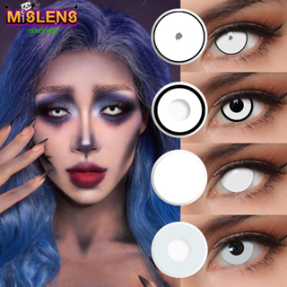 MISLENS 1 Par 14.5mm Lentes De Contato Anual Halloween Branco Cosplay Zoombie Vampiro Eyes Maquiagem