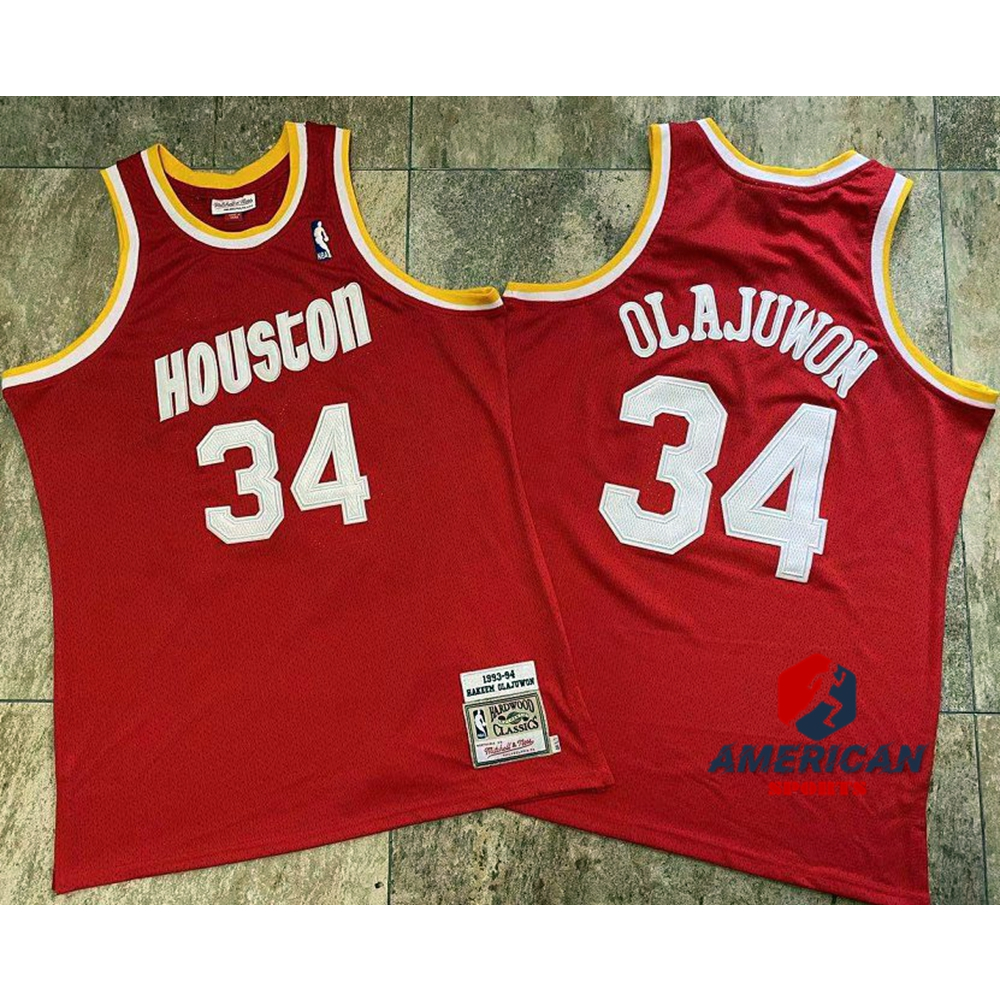 (5 Estilos) Camisa Houston Rockets Jersey Camiseta 34 Hakeem Abdul Olajuwon Retro Camisa De Basquetebol