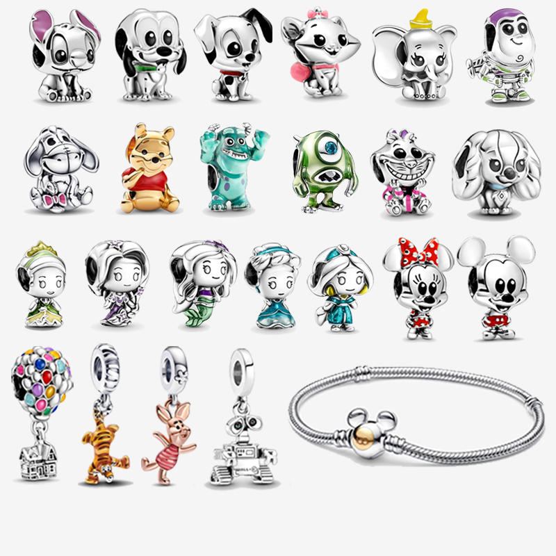Galvanoplastia 925 Prata KUDORA Série Disney KUDORA - Adequado para Jóias com Contas de Pulseira Original