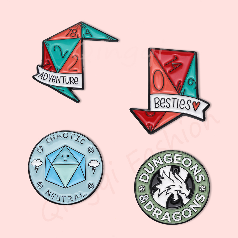 Dragões Dungeons Dados Esmalte Pins Broches Adventure Besties D20 Jogo Brochura Lapela Crachás Jóias Anime Presente Para Amigos Fãs