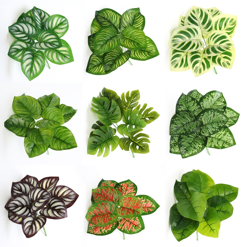 Folhas Artificiais Planta Falsa Verde Flor Monstera Buquê Casa Jardim DIY Vasos Ornamentos Decoração