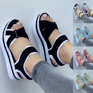 2023 Moda Novas Sandálias De Praia Femininas De Sola Grossa 35-43 Sapatos De Cunha Para Mulheres