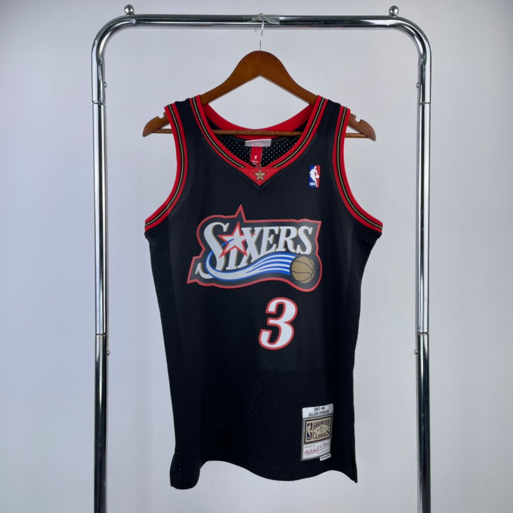 Masculino Camisa Philadelphia 76ers Allen Iverson Preto Camiseta Regata NBA Mitchell & Ness 1997-98 Hardwood Clássicos Swingman Basquetebol Jersey