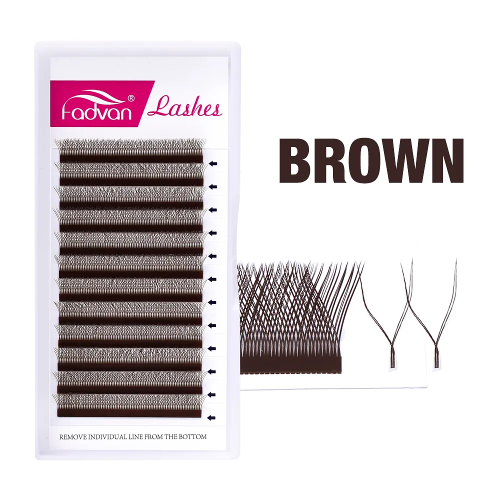 FADVAN Pestanas YY Marrons 0,07mm 14mm 15mm D Em Chamas Naturais