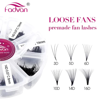 Fadvan 520 Ventiladores/Bandejas Premade Loose Fans 5D/6D/10D/16D Extensão De Cílios Com Haste Afiada Pestanas De Raiz Fina
