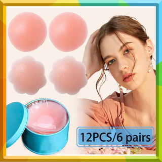 12Pieces Mamilos Reutilizáveis | Capa De Mamilo De Silicone Almofadas De Peito Pegajosas Para Mulheres Pastéis Adesivos Capas Invisíveis Sem