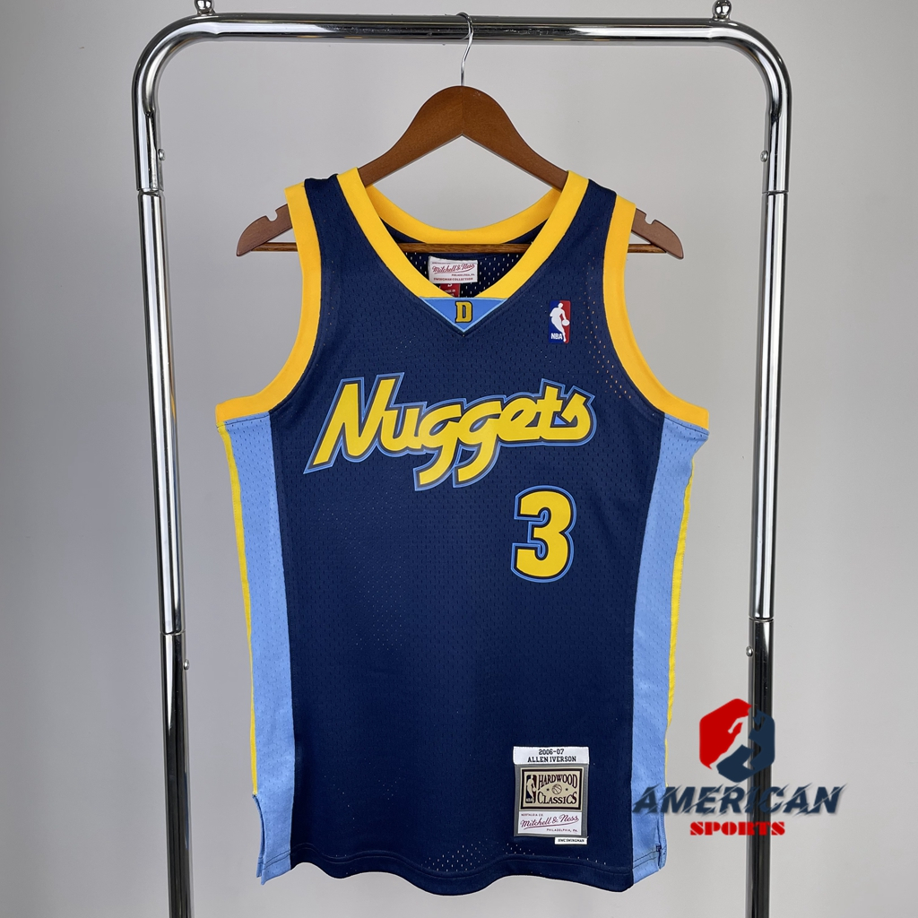 Homens Camisa 2023NBA Denver Nuggets Allen Iverson Preto 2006-07 Clássicos De Madeira Dura Basquetebol Jersey