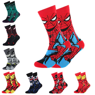 Meias De Algodão Unissex Desenhos Animados Confortável Deadpool Marvel Vingadores Superman Venom Coelho