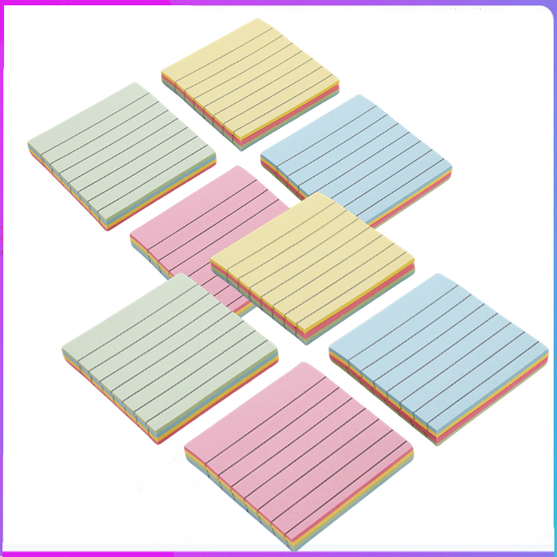 100 Folhas De Notas Postit Quadrado Colorido Linha Horizontal