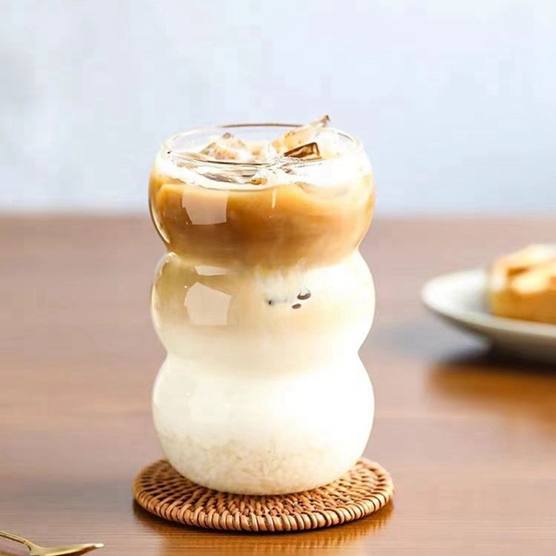 Ins Coffee Shop Cafeteria Cafeteira Gelada Copo De Café Transparente De Alto Teor De Boro Silicone Resistente Ao Calor Grande Capacidade 550ml