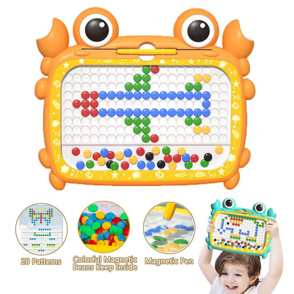 Playmags Tablero Magnético De Doodles – 8×8 Pulgadas Con Lápiz Y 14 Tarjetas De Patrones, Ideal Para Viajes