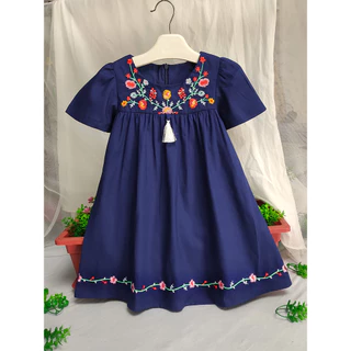 Meninas Toddler De Manga Curta Flores Bordadas De Algodão Casual Vestido De Princesa Para Festa Roupas De Verão Crianças