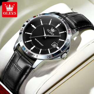 OLEVS TY716 relogio masculinos quartzo luxo a prova d água original couro marrom preto Cronógrafo