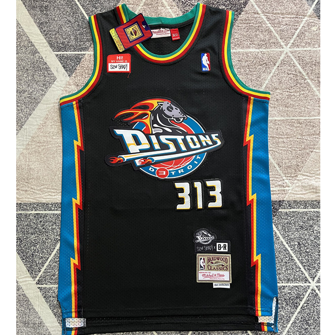 Masculinos Camisa Detroit Pistons No.313 Shady Camiseta 2023NBA Mitchell & Ness Basquetebol Preto Jersey