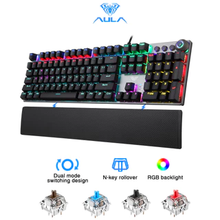 [AULA F2088 Verdadeiro Descanso Para O Pulso Do Teclado De Jogo Mecânico Botão Multimídia Marco Painel Metálico De Programação LED Backlight for Gamer