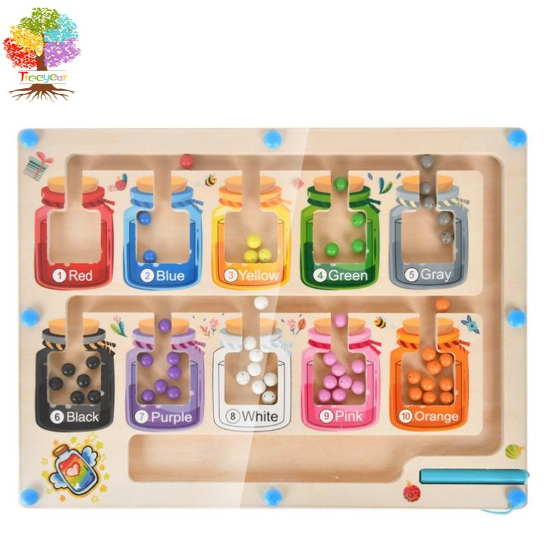 Jogos educativos Montessori 2-5 anos, brinquedos magnéticos de madeira  conjunto de combinação seleção de cores motocicleta fina brinquedos  labirinto Montessori presente para meninos meninas 3 4 5 6 : :  Brinquedos e Jogos